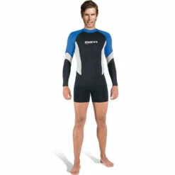 Lycra RASH GUARD MARES UPF 80+ Manches Longues Homme Bleu - Protection Solaire pour Plongée