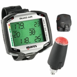 Ordinateur de Plongée QUAD AIR MARES Noir avec Sonde et Sac de Transport - Plongée Sous-Marine