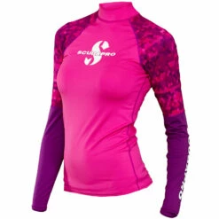 Combinaison de Plongée Lycra RASH GUARD FLAMINGO SCUBAPRO UPF 50 Manches Longues pour Femme - Protection Solaire