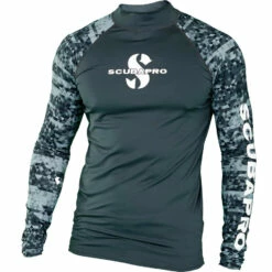 Combinaison de Plongée Lycra RASH GUARD GRAPHITE SCUBAPRO UPF 50 Manches Longues Homme - Protection Solaire Haut de Gamme
