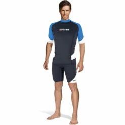 Top RASHGUARD MARES Manches Courtes Homme - Combinaison de Plongée et Surf - Protection UV
