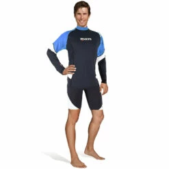Top RASHGUARD Loose Fit MARES Manches Longues Homme Bleu - Combinaison de Plongée Confortable